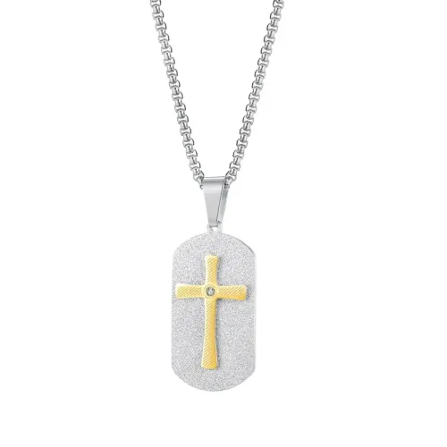 NTM40 Titanium Steel Cross Necklace Durable Tag Style Pendant for Men