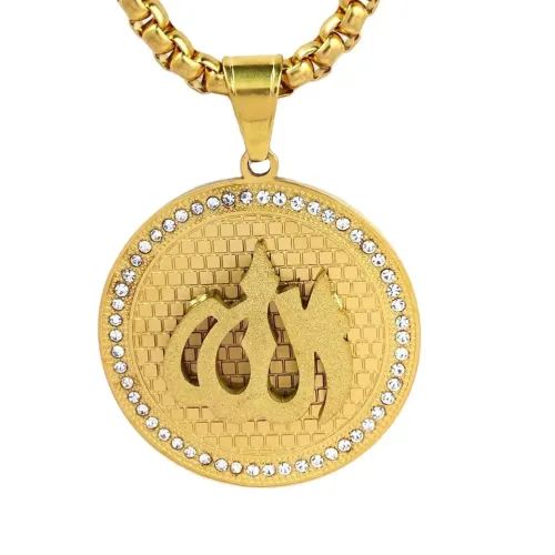 NTM637 Unisex Hip-Hop Ala Ring Pendant Titanium Stainless Steel Necklace