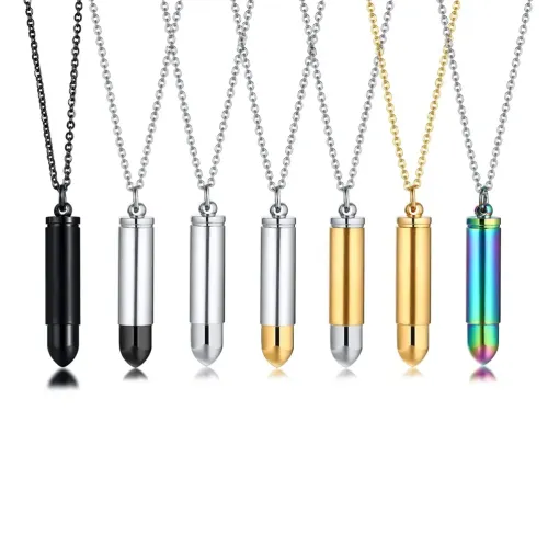 NTM303 Men's Titanium Bullet Pendant Twist-Open Stainless Steel Fashion Jewelry