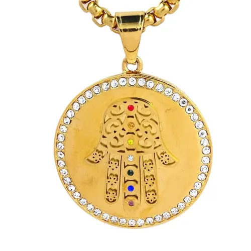 NTM653 Diamond Palm Disc Pendant Titanium Stainless Steel Key Luggage Tag