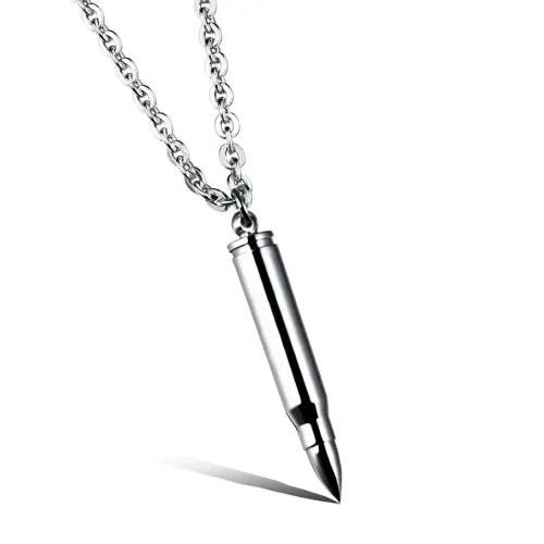 NTM30 Hip Hop Bullet Pendant Titanium Stainless Steel Men's Necklace