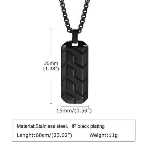NTM293 Men's Geometric Tire Pattern Pendant Trendy Stainless Titanium Steel Necklace