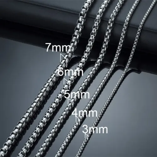 NTM325 2-7MM Titanium Steel Pearl Chain Pendant Sleek Steel Color Necklace for Men