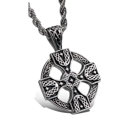 NTM793 Men's Titanium Steel Cross Pendant Durable Stainless Religious Necklace