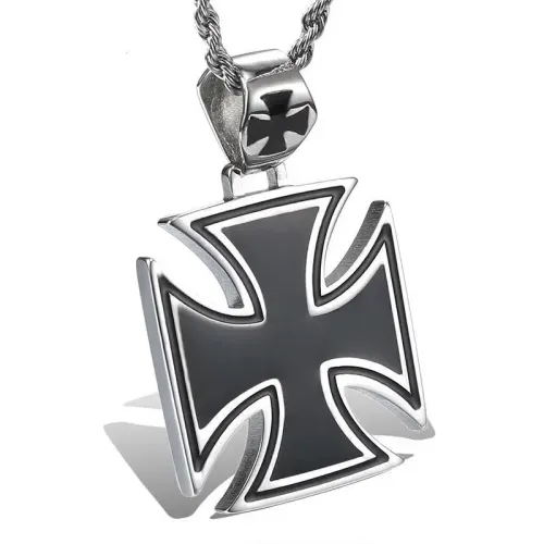 NTM808 Titanium Steel Cartoon Cross Pendant Military Flower Spray Paint Necklace