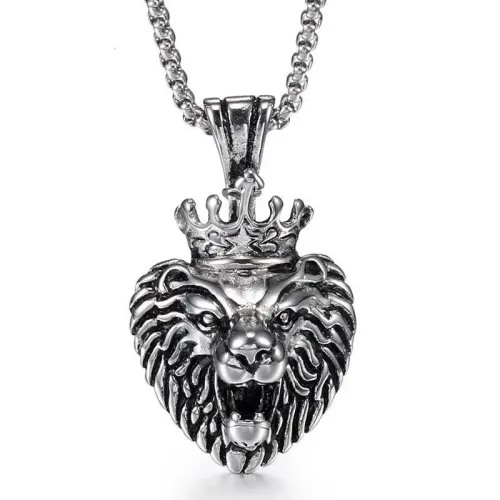 NTM801 Men's Lion Head Ring Crown Titanium Stainless Steel Band