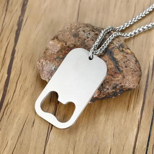 NTM581 Men's Stainless Steel Necklace with Beer Bottle Opener Pendant Wine Cap Jewelry