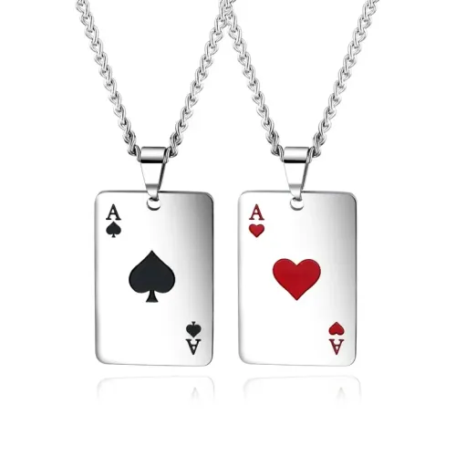 NTM14 Ace of Spades Poker Card Pendant Titanium Steel Hip Hop Necklace for Men Women