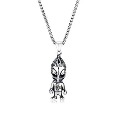 NTM113 Cartoon Character Stainless Steel Pendant Hip Hop Hexagram Titanium Necklace