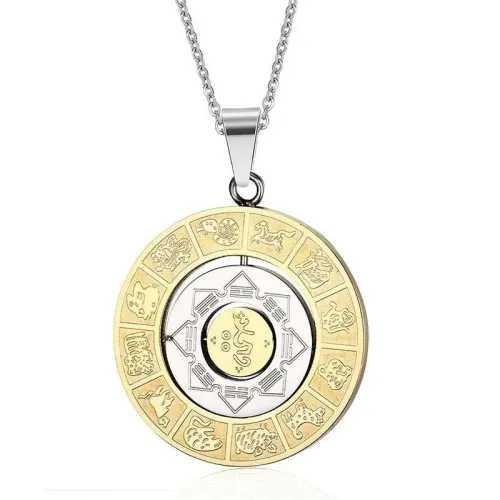 NTM578 Rotatable Constellation Pendant Necklace Titanium Stainless Steel Birth Chart Ornament