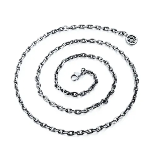 NTM5 Men's Stainless Steel Cross Necklace with O-Shaped Chain Titanium Pendant