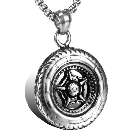 NTM791 Men's Titanium Steel Car Tire Pendant Durable Stainless Steel Jewelry