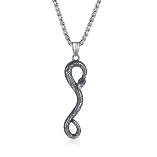 NTM65 Smart Snake Zodiac Pendant Titanium Stainless Steel Men's Necklace