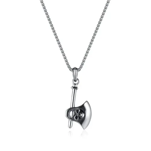 NTM229 Stainless Steel Skull Ax Pendant Titanium Men's Necklace