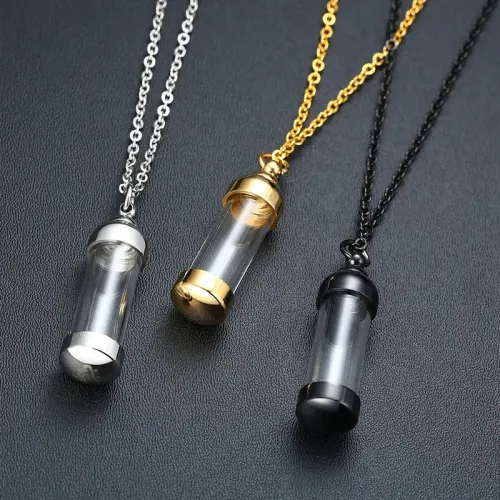 NTM556 Gold Oval Zircon Ala Pendant Stainless Steel Round Necklace Jewelry