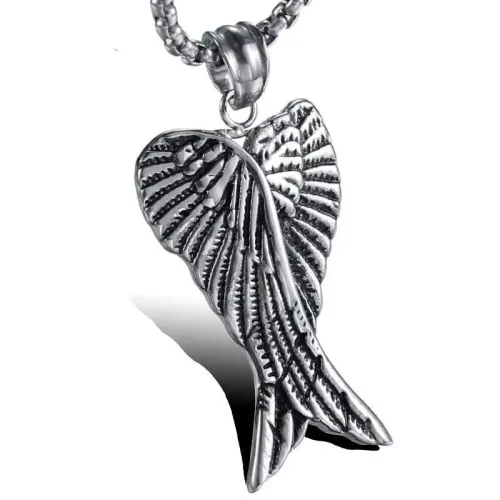 NTM814 Angel Wings Feather Pendant Durable Stainless Steel Cast Jewelry
