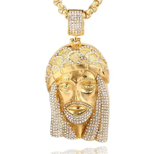 NTM658 Religious Jesus Head Pendant Titanium Steel Christ Necklace for Believers