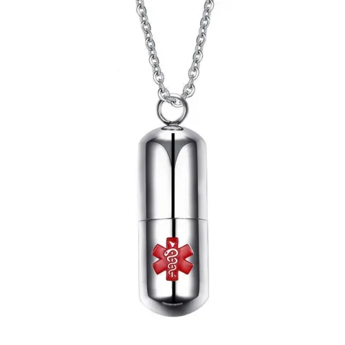 NTM601 Medical Logo Pill Urn Necklace Stainless Steel Openable Pendant Ornament