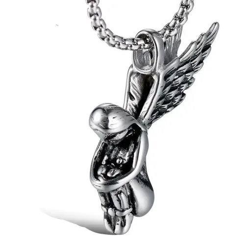 NTM796 Angel Wings Pendant for Girls Men Titanium Steel Jewelry