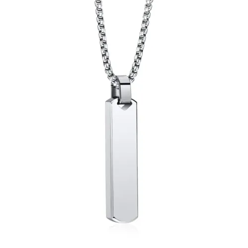 NTM313 3D Bar Engraved Pendant Stainless Steel Geometric Necklace for Men