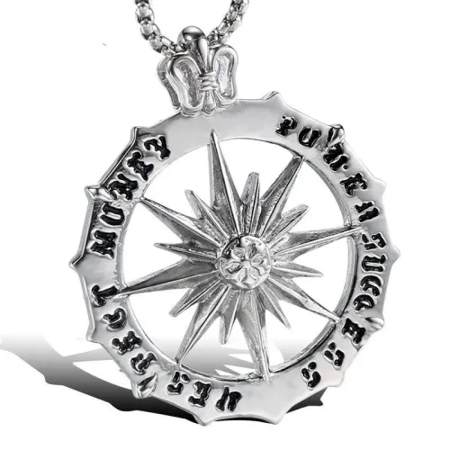 NTM867 Sun God Pendant Men's Titanium Stainless Steel Necklace – English Style