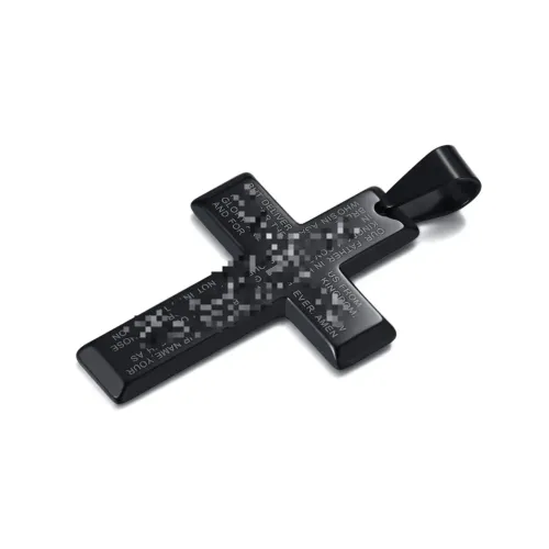 NTM281 Men's Stainless Steel Laser-Cut Cross Pendant Necklace Jewelry
