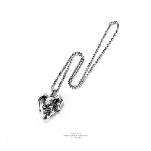 NTM72 Men's Clown Skull Necklace Evil Smiley Stainless Steel Chain