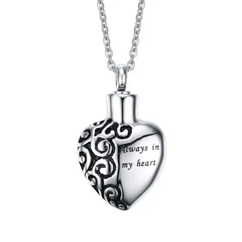 NTM434 Titanium Steel Heart Perfume Pendant Laser-Engraved English Script Jewelry