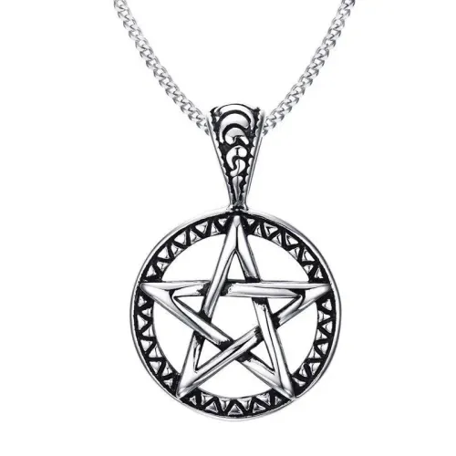NTM619 45.4MM Stainless Steel Pentagram Pendant Casting Star Necklace