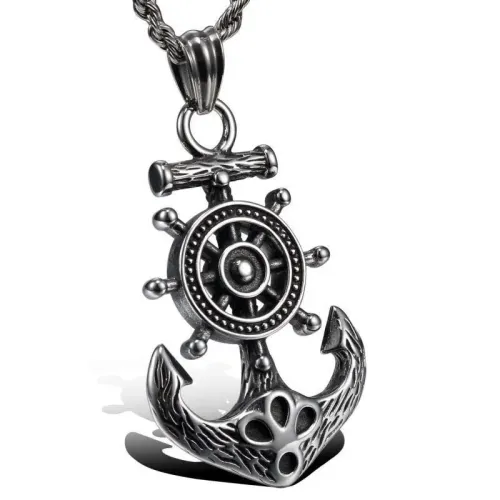 NTM824 Men's Anchor Pendant Titanium Stainless Steel Nautical Jewelry