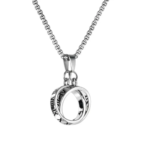 NTM21 Interlocking Ring Necklace in Titanium Steel Trendy Couple's Pendant