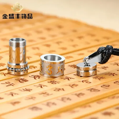 NTM289 Six-Character Mantra Prayer Wheel Pendant Titanium Steel Necklace Jewelry