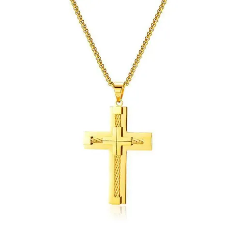 NTM248 Men's Punk Stainless Steel Cross Pendant Titanium Necklace