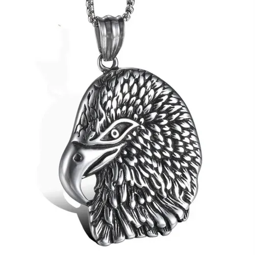 NTM750 Men's Eagle Titanium Steel Pendant Bold Stainless Steel Eagle Head Necklace