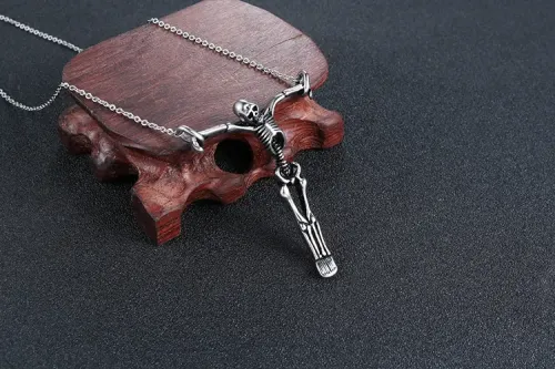 NTM868 Men's Skull Pendant Punk Titanium Steel Stainless Necklace Jewelry