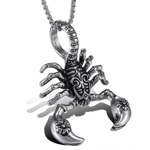 NTM754 Men's Titanium Steel Scorpion Pendant Punk Stainless Steel Necklace