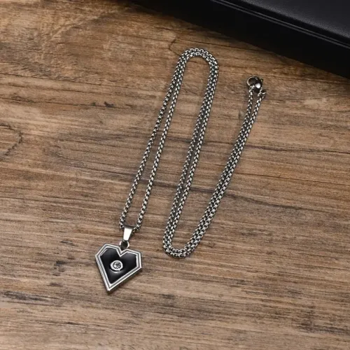 NTM463 White Rhinestone Heart Pendant Geometric Stainless Steel Necklace