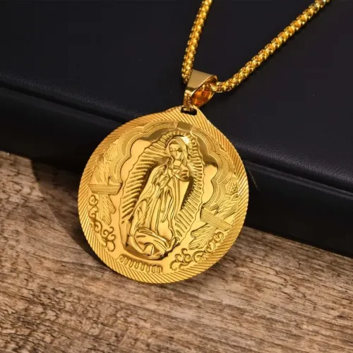NTM341 Gold Stainless Steel 4.5CM Round Pendant Necklace Luxury Jewelry for All