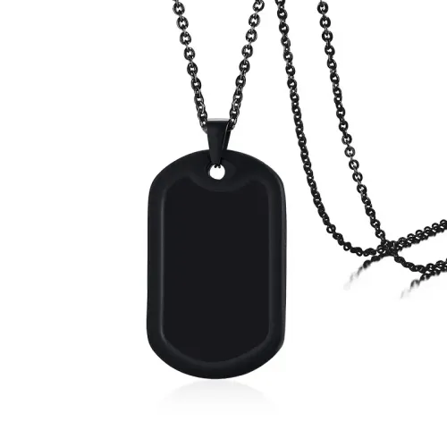 NTM261 Engravable Men's Titanium Dog Tag Pendant with Stainless Steel Silencer Ring