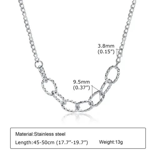 NTM375 Men's Steel Cross Necklace Grinding Chain with O-Ring Detail