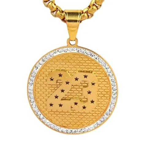 NTM640 Hip Hop 23 Number Large Disk Pendant Titanium Steel Necklace Key Bag Accessory