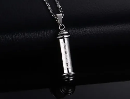 NTM518 Shurangama Mantra Perfume Bottle Pendant Buddhist Stainless Steel Cylinder
