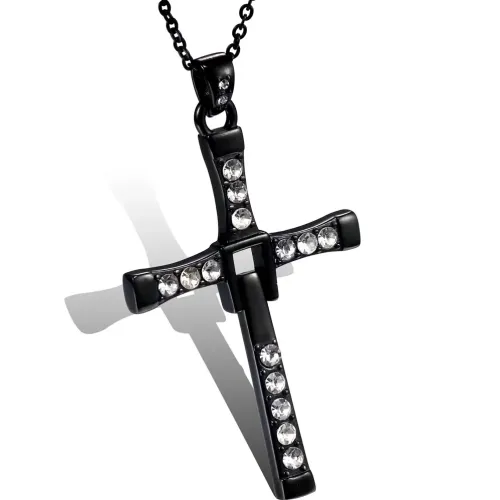 NTM822 Fast Furious Inspired zircon Titanium Cross Men's Stainless Steel Pendant