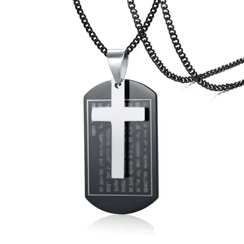 NTM521 Black Gold Stainless Steel Tag Pendant Men's Metal Fashion Jewelry