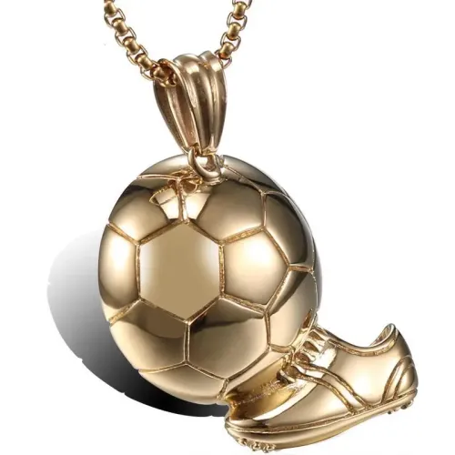 NTM877 World Cup Football-Inspired Men's Titanium Steel Jewelry Soccer Fan Necklace