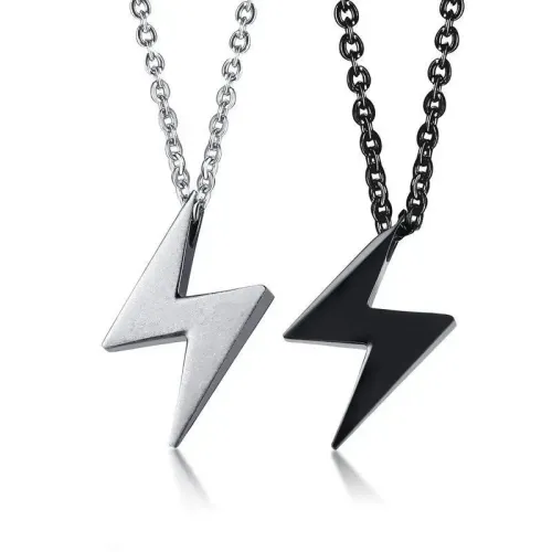 NTM559 Men's Titanium Steel Lightning Pendant Symbolic Necklace Jewelry