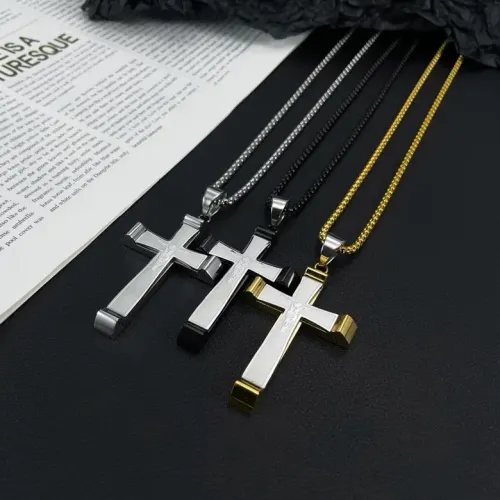NTM245 Men's Stainless Steel Cross Necklace Robust Titanium Pendant