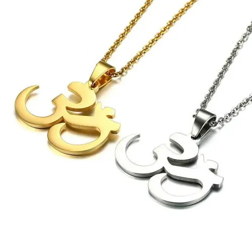 NTM447 Men's Aum Symbol Pendant in Titanium Steel Spiritual Jewelry Necklace