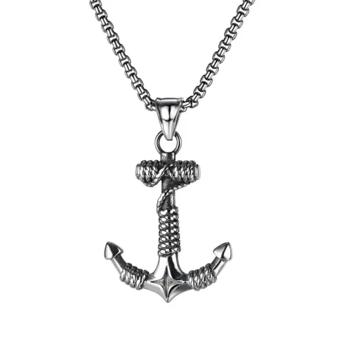 NTM74 Stainless Steel Navy Anchor Men's Pendant Ideal Boyfriend Gift Necklace