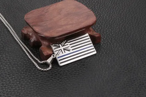NTM747 Unisex Flag Pendant Titanium Stainless Steel Necklace Jewelry